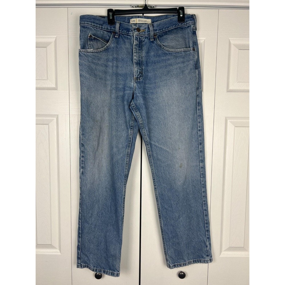 Lee Regular Fit Medium Wash Straight Leg Jeans 36x30 Blue Denim Workwear 90s